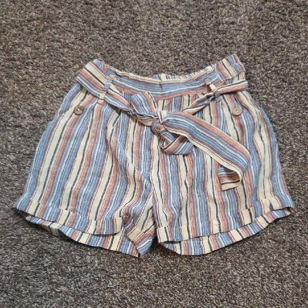 Striped Girls Shorts with Belt